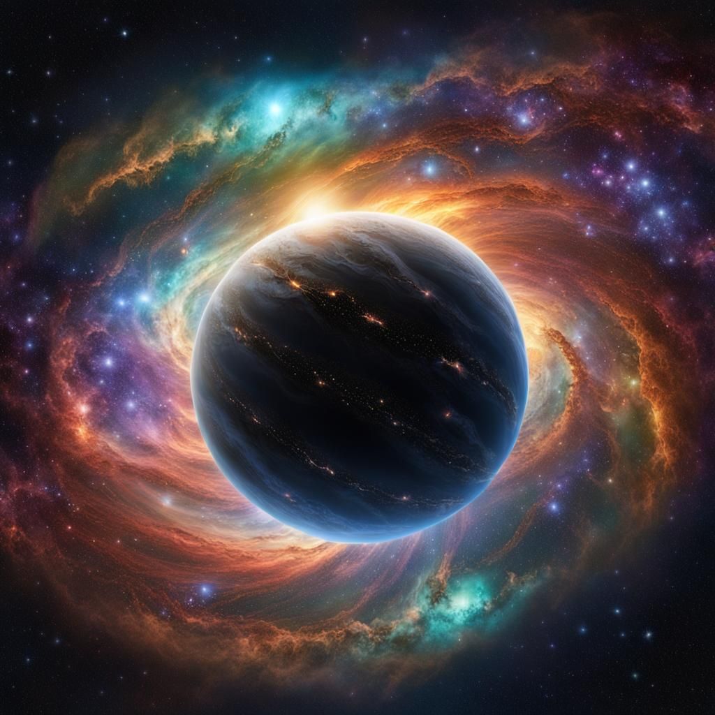 Spectacular Black Hole Surrounded by Astral Nebula