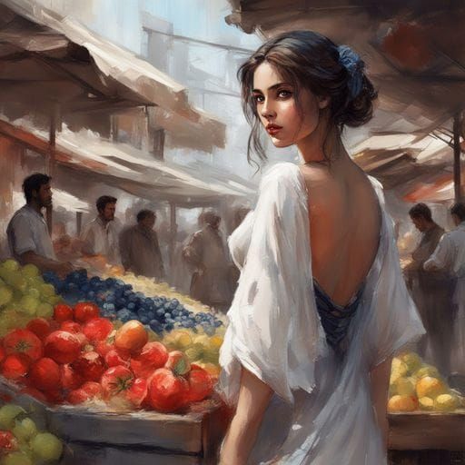 Beautiful Syrian Girl Portrait in Splash Art Style