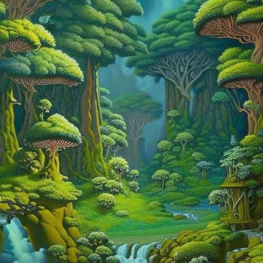 Enchanted Forest: A Magical, Detailed Fantasy Landscape