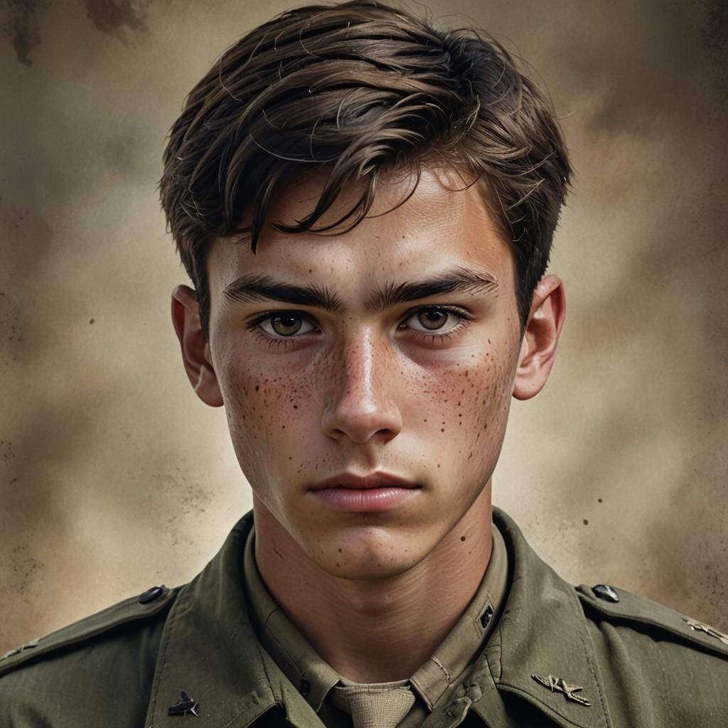 Hyper-Realistic Portrait of a Determined Young Soldier