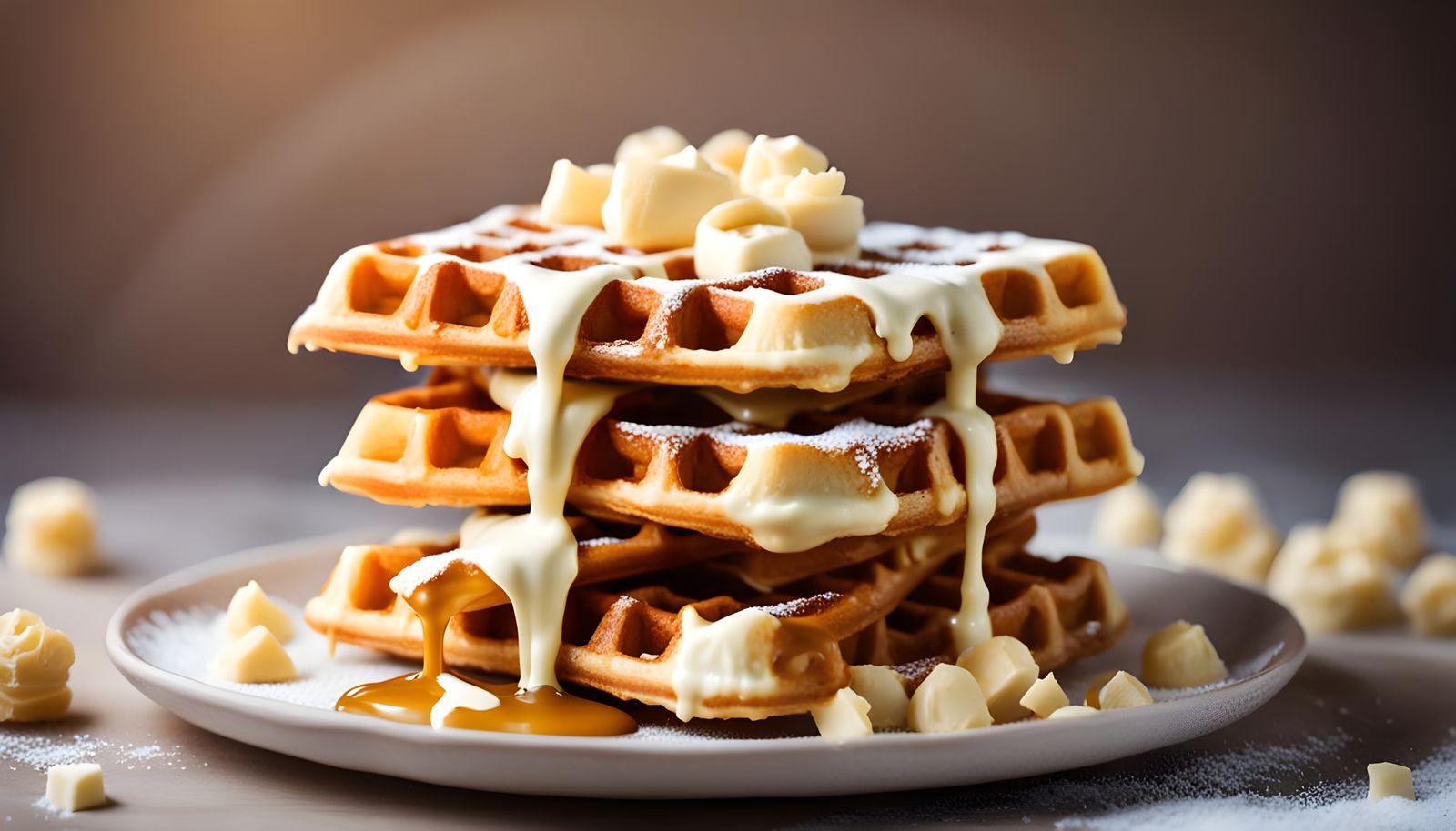 Waffles with White Chocolate, Professional Photography