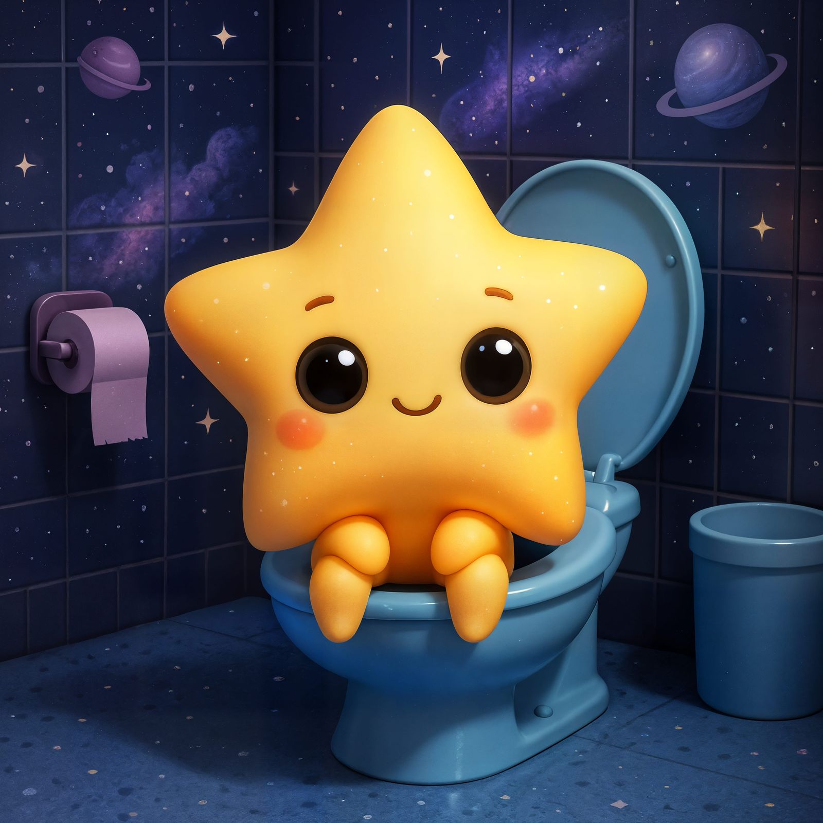 Adorable Chibi Star in Galactic Restroom