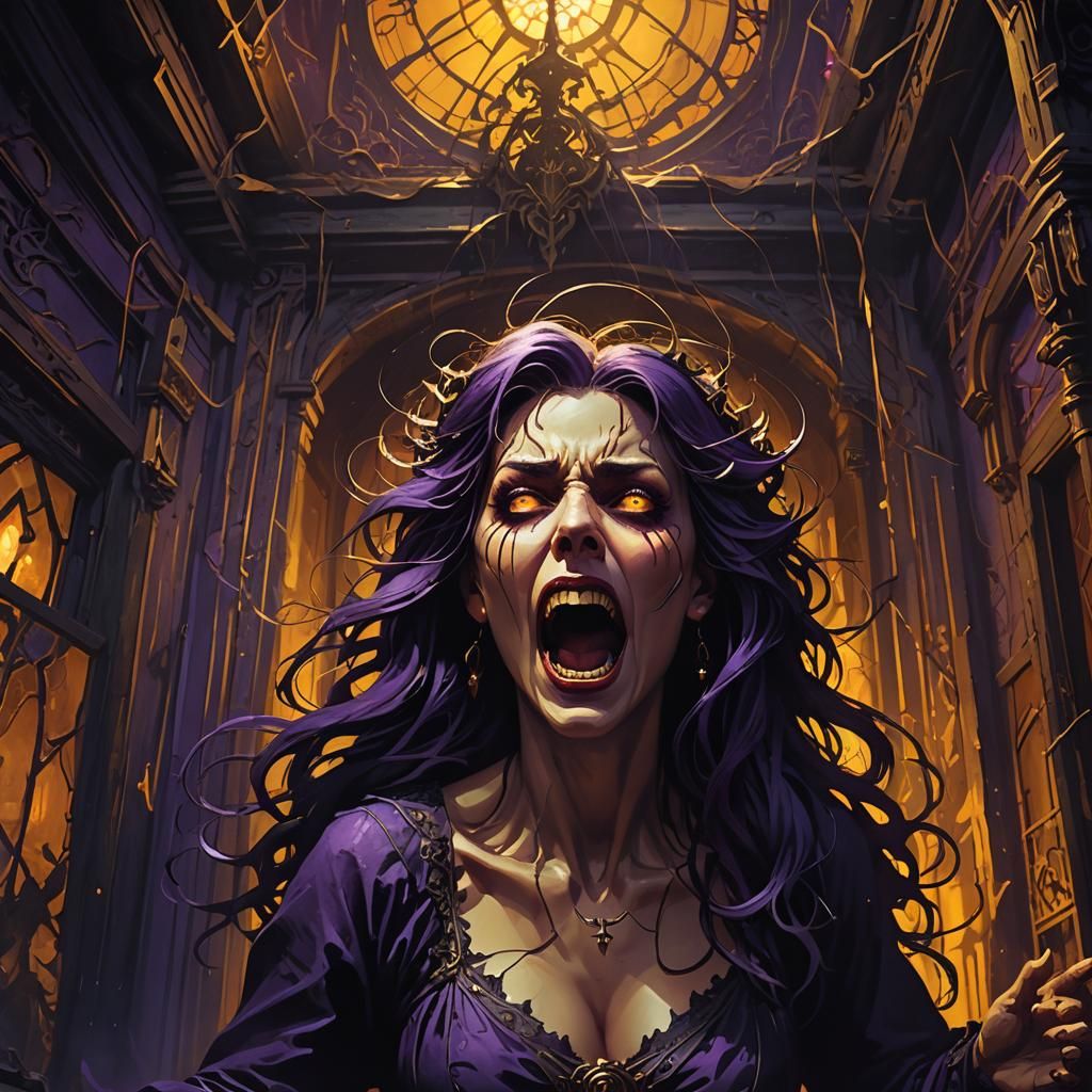 Possessed Woman Screaming in Haunted House