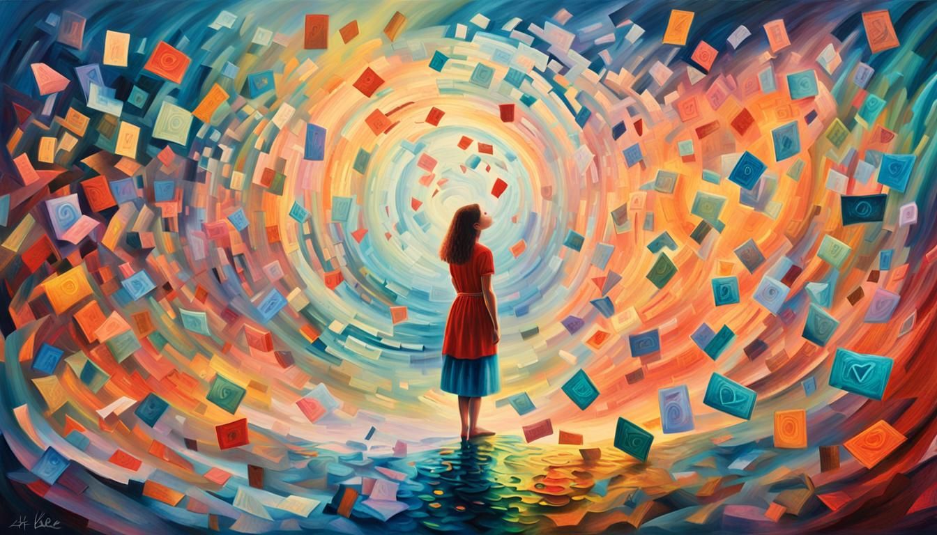 Dreamscape: Woman in Vortex of Love Letters