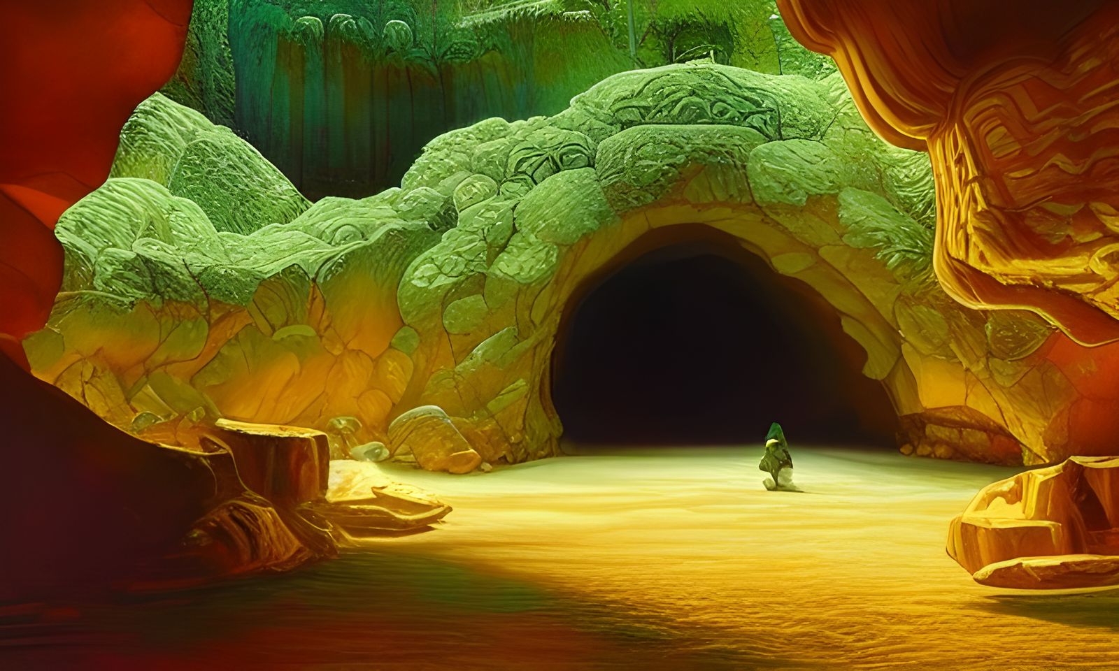 Alibaba's Cave: Dragon's Hoard in Realistic Oil Painting