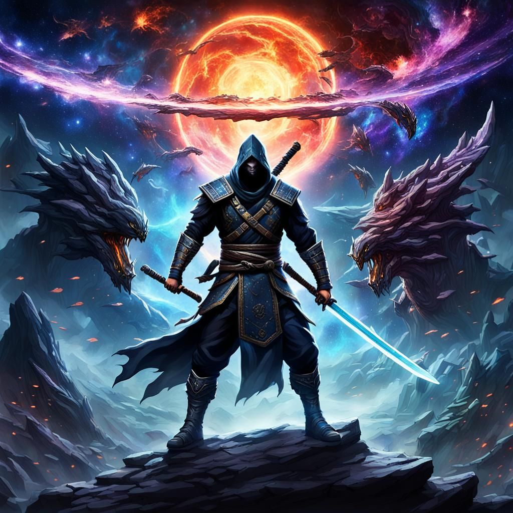 Ninja Warrior Battles Galaxy Horde with Soul Taker Sword