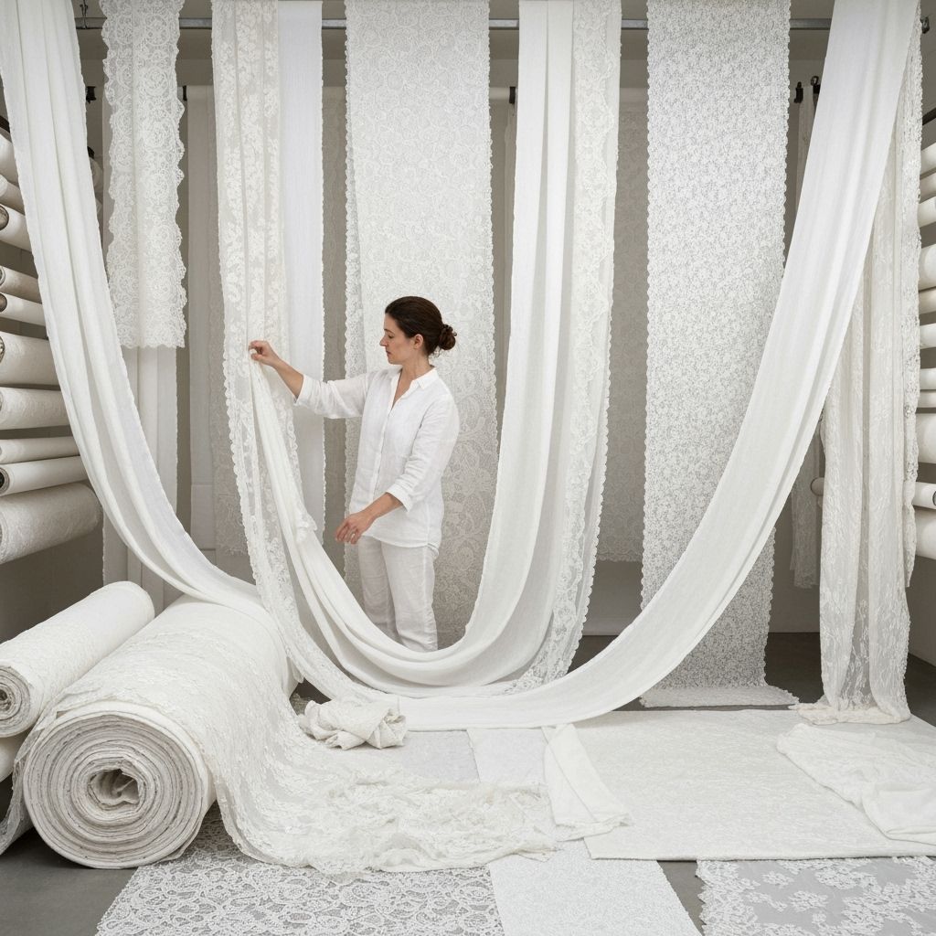 Textile Artist in White Room: Pointillist Style