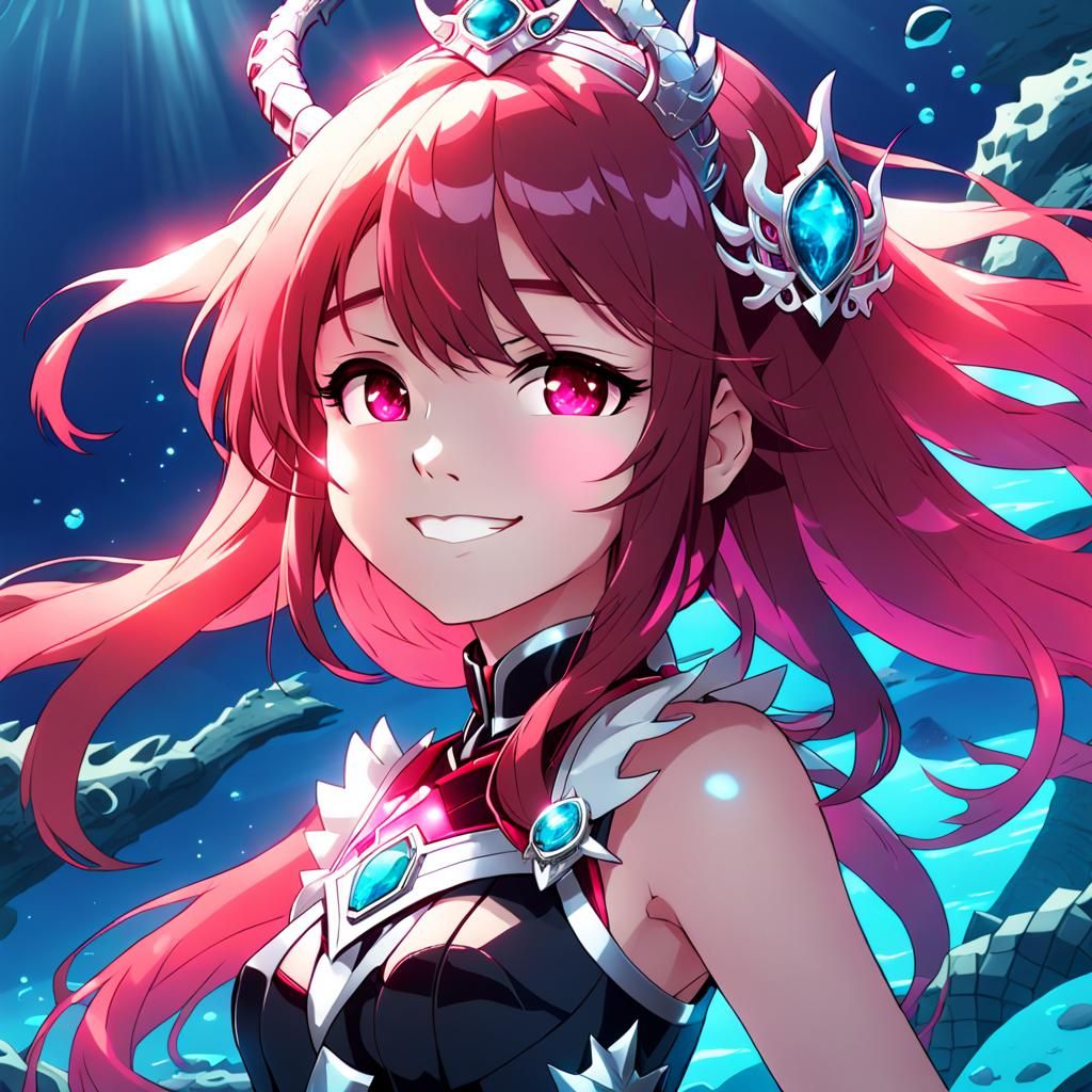 Anime-Inspired Woman in Dragon Armor with Neon Lights