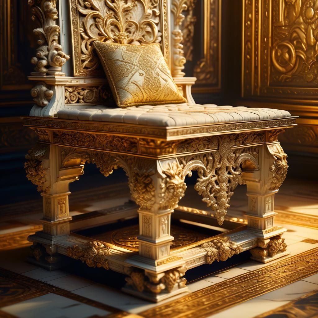 Ornate Ivory Throne in Baroque Fantasy Style