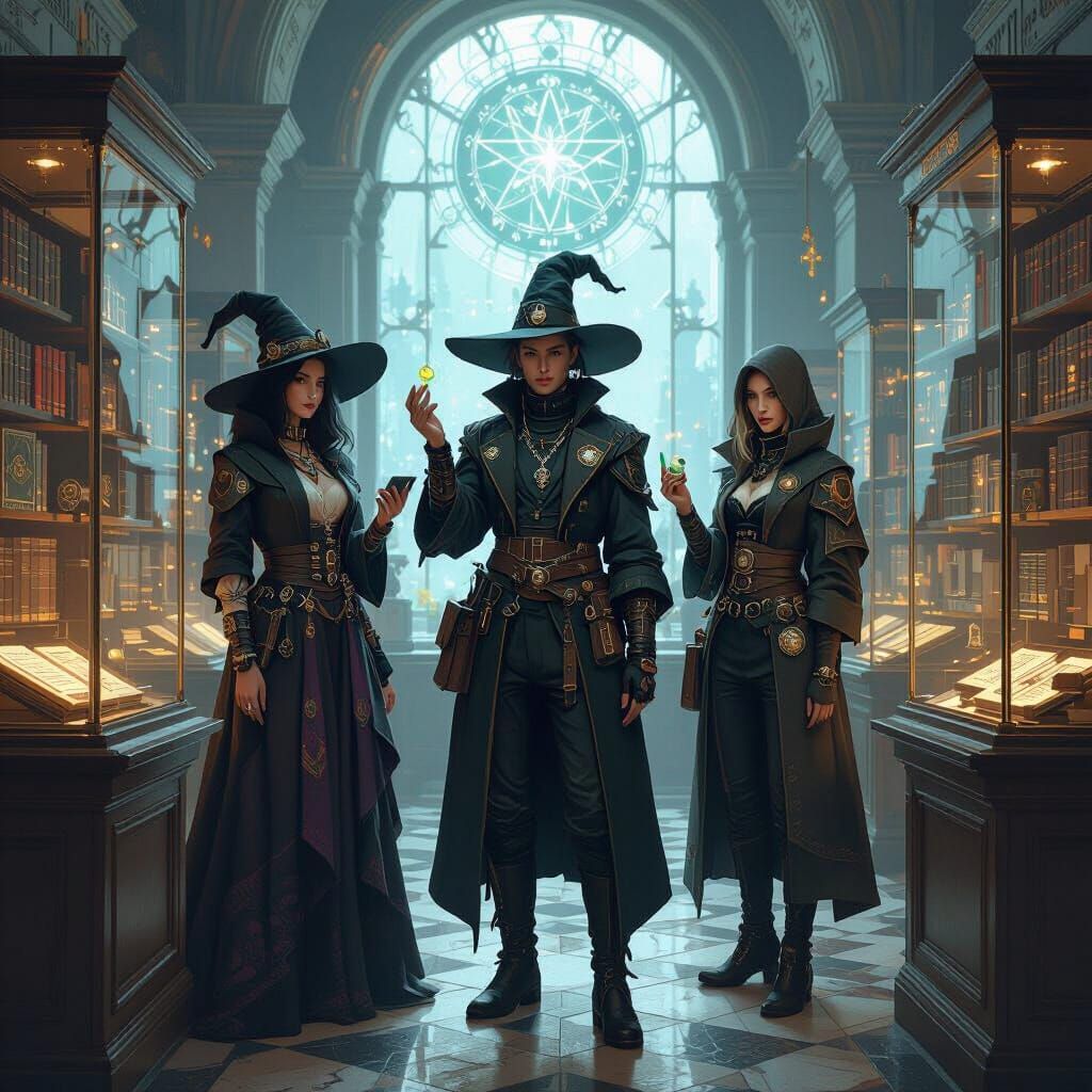 Witches and Technomancers in Dark Academia Cyberpunk Style