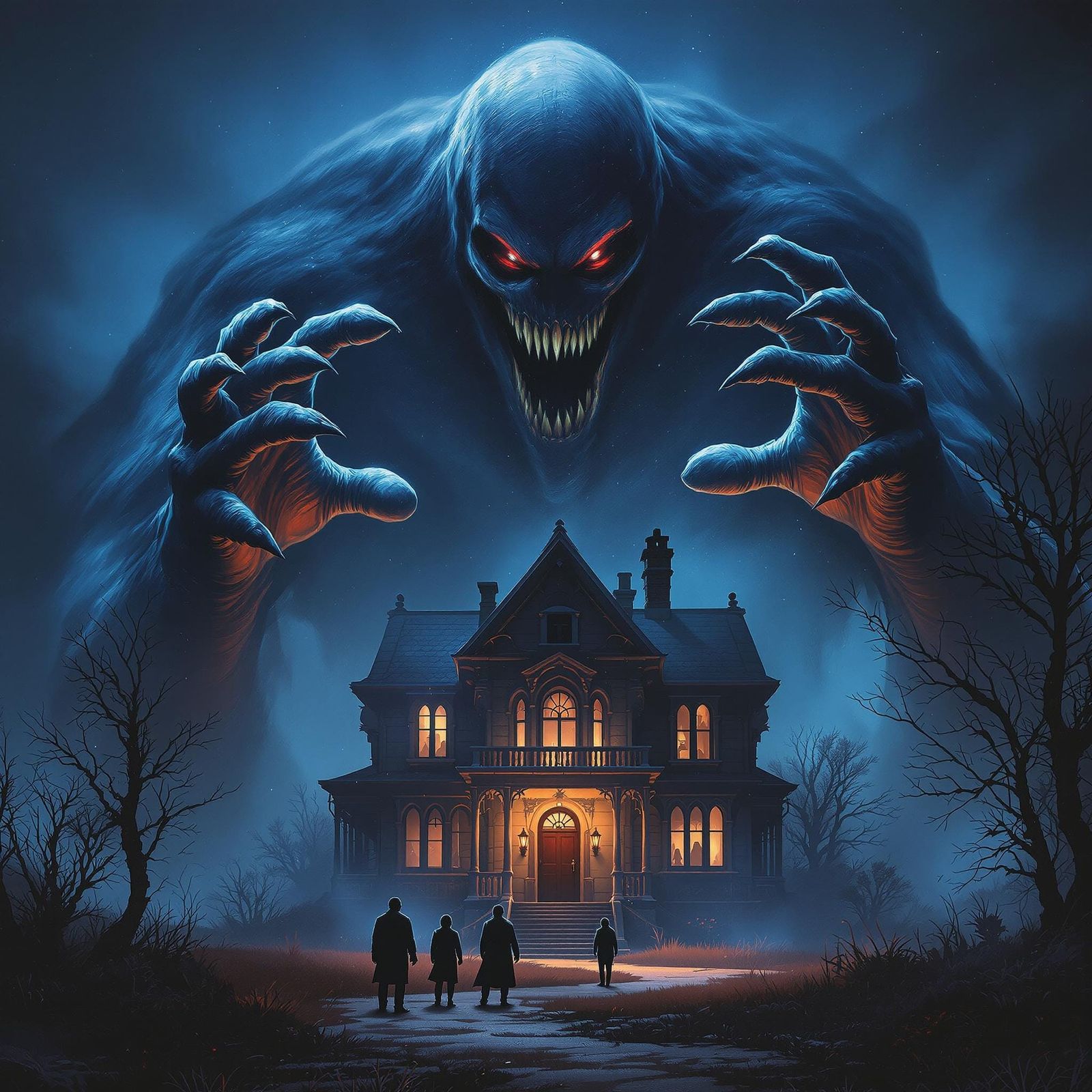 Ethereal Horror Monster Haunts Foreboding Mansion