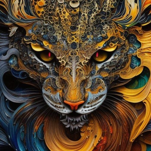 Ghost Tiger in Liquid Ink Splatter Style