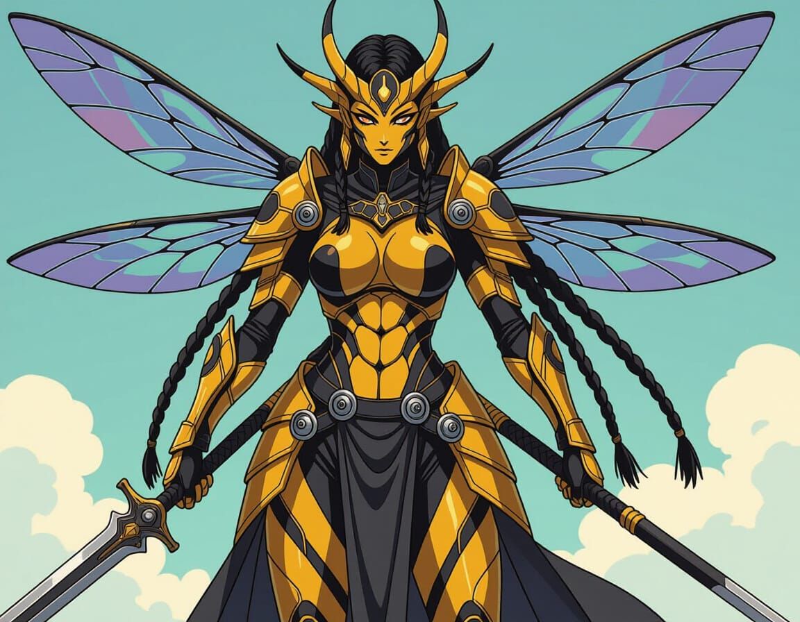 Towering Bee Warrior in Manga Scan Style