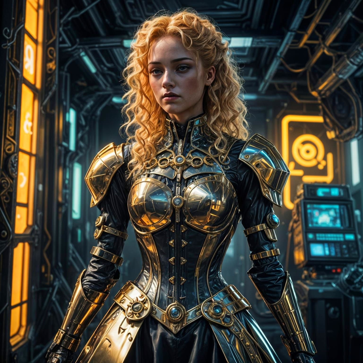 Cyberpunk Goddess in Solar Panel Gown