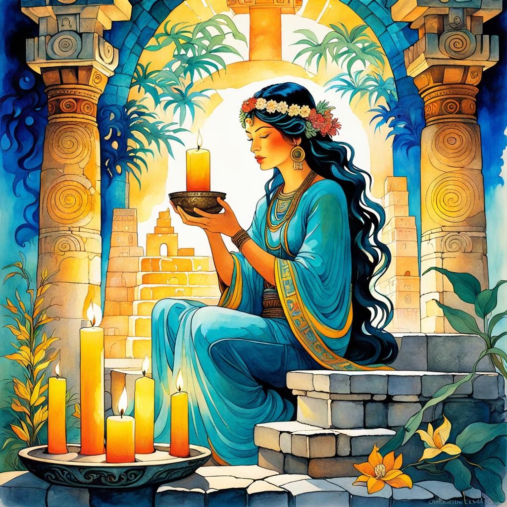 Chichen Itza Dreamscape: Cel-Shaded Watercolor Masterpiece