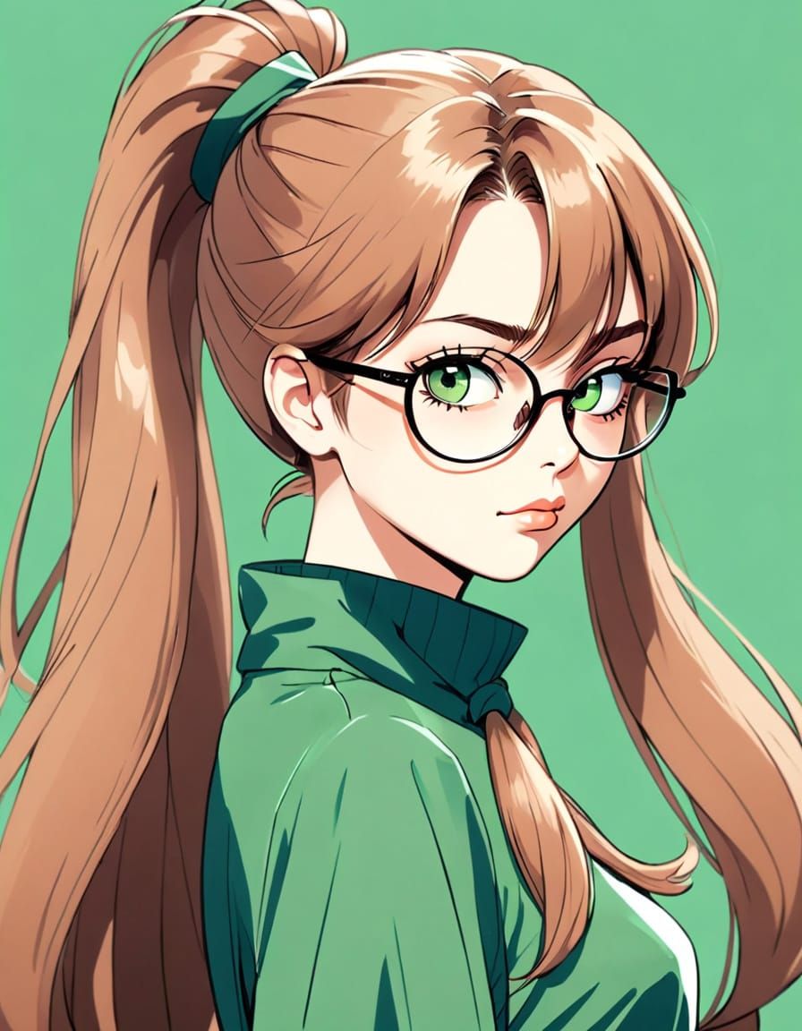 Eurasian Model in 90s Anime Style Illustration