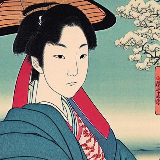 Beautiful Asian Girl Portrait in Ghibli Anime Style