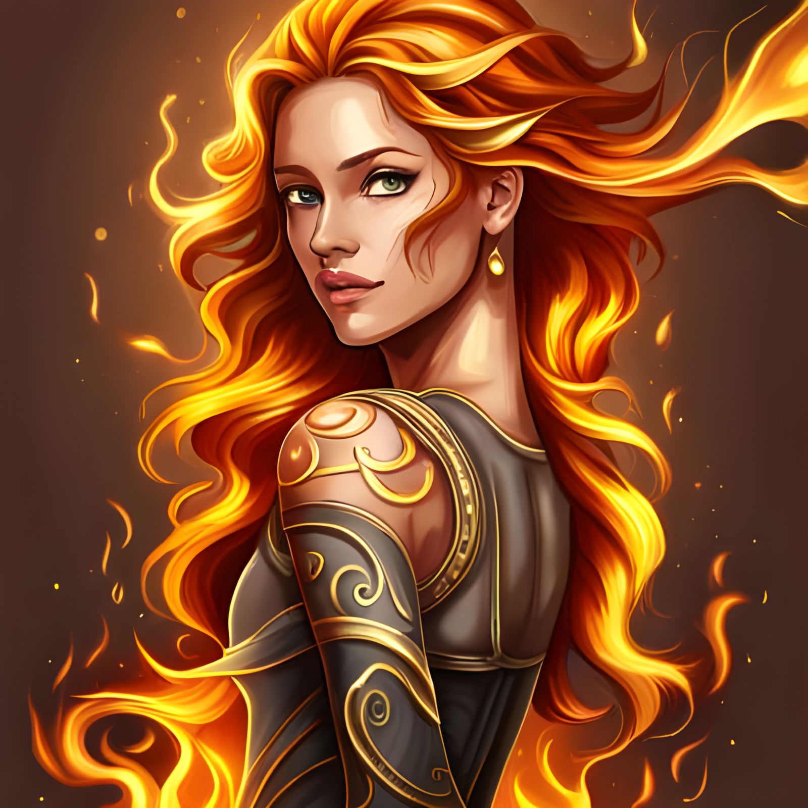 Golden Goddess with Flaming Hair