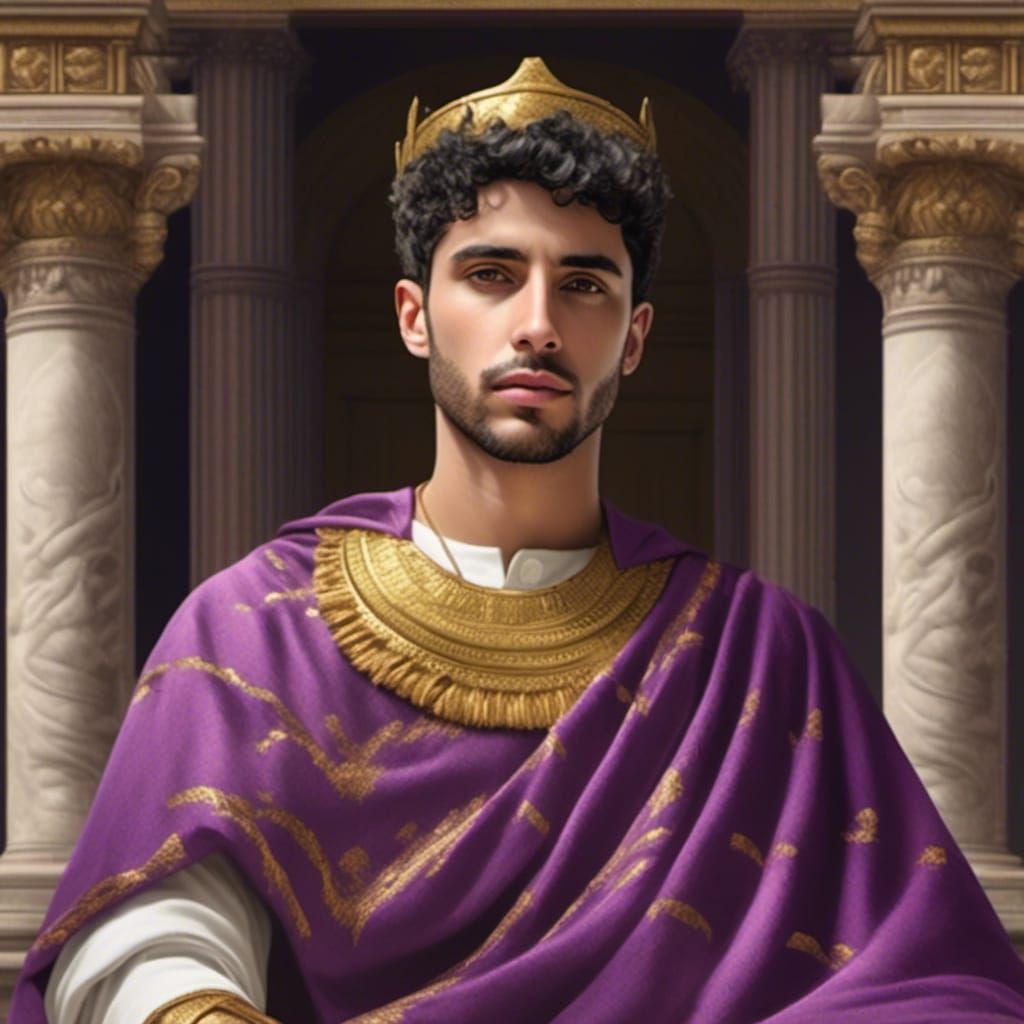 Roman Emperor Portrait in Ancient Royal Palace