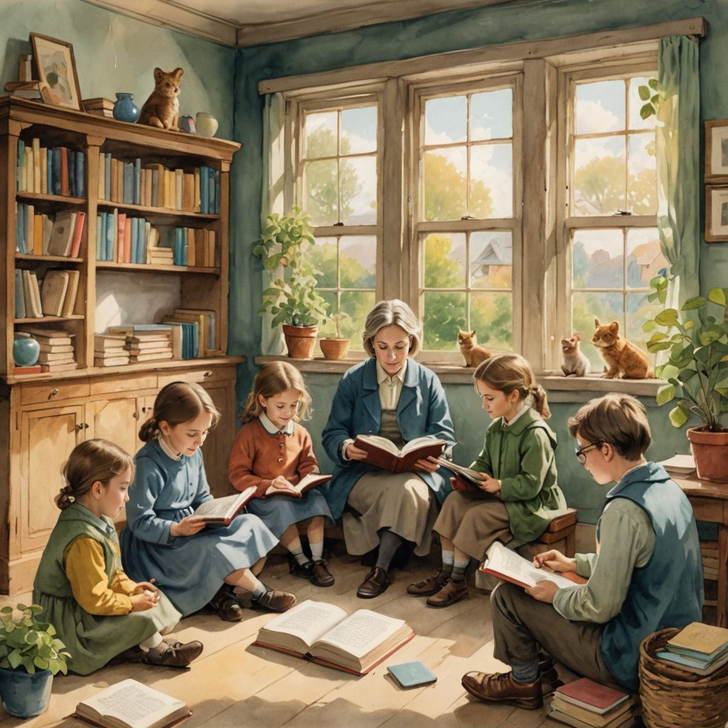 Teacher Reads to Young Students in a Cozy Classroom Setting