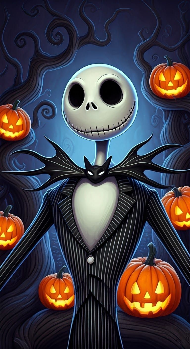 Jack Skellington in Whimsical Eerie Setting