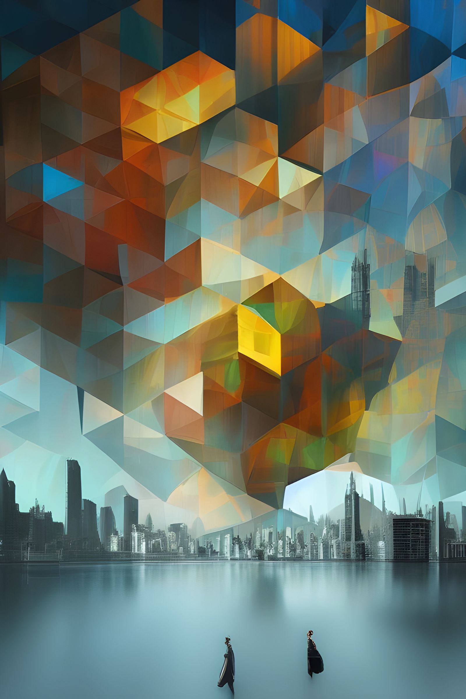 Vivid Voronoi Patterns Cover Cityscape in Ornate Detail