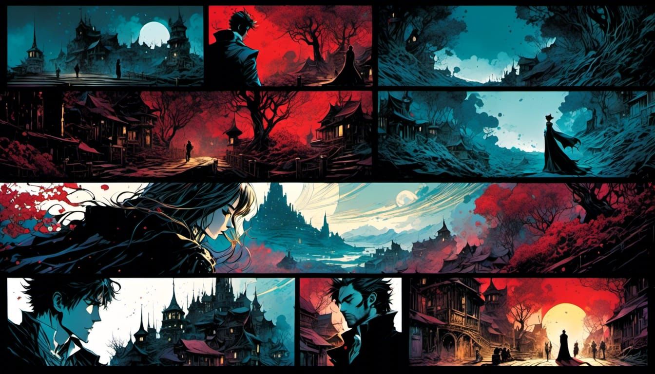 Dramatic Manga-Style Graphic Novel Page