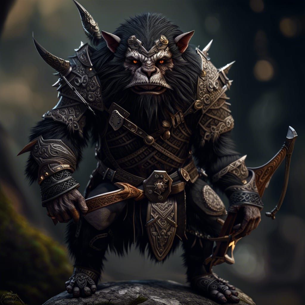 Black Bugbear Rogue with Bow, Detailed HDR