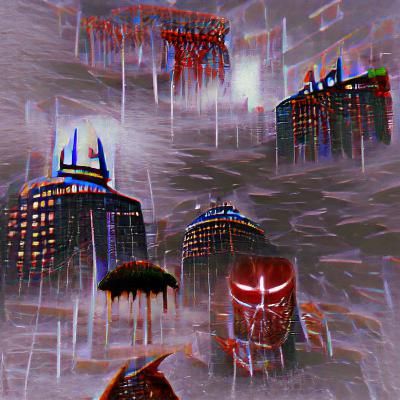 Bleak Cityscape in Rain