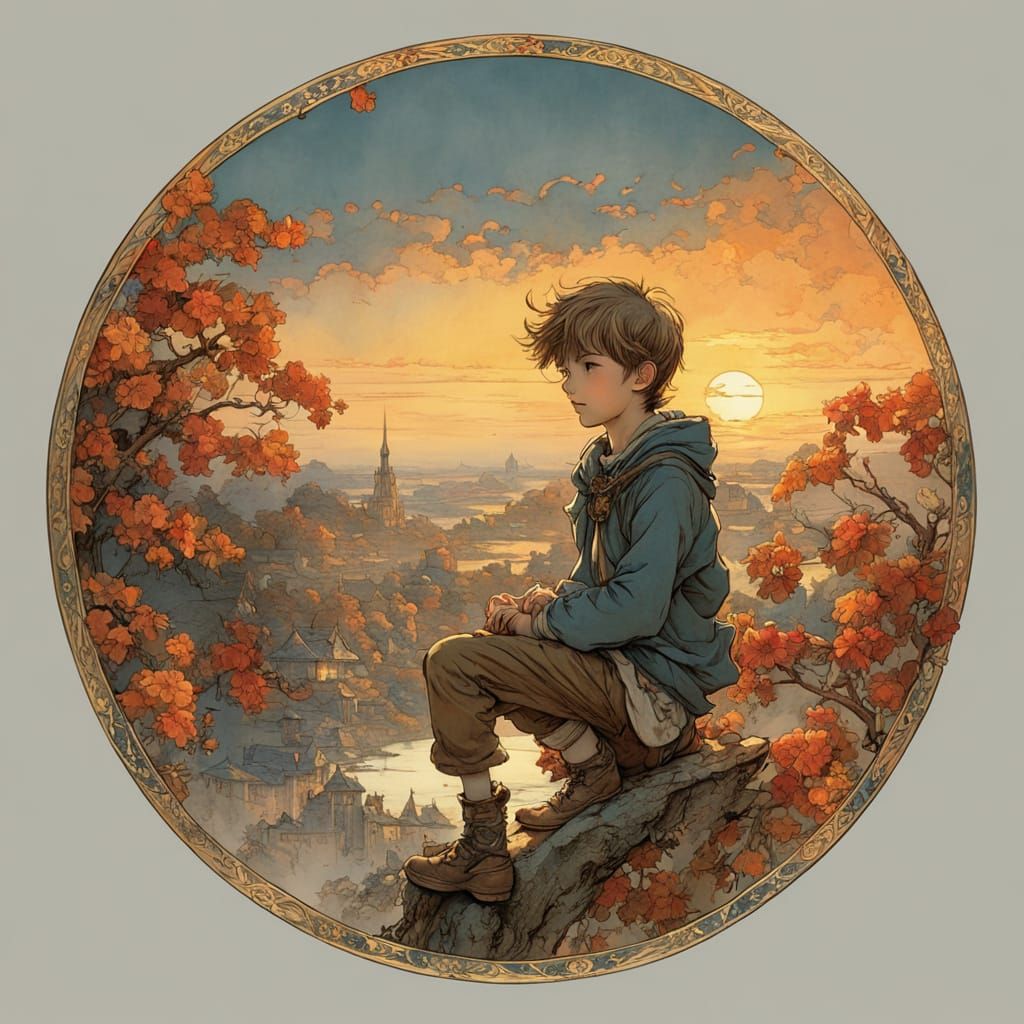 A Joyful Boy Radiates Innocence in Warm Light