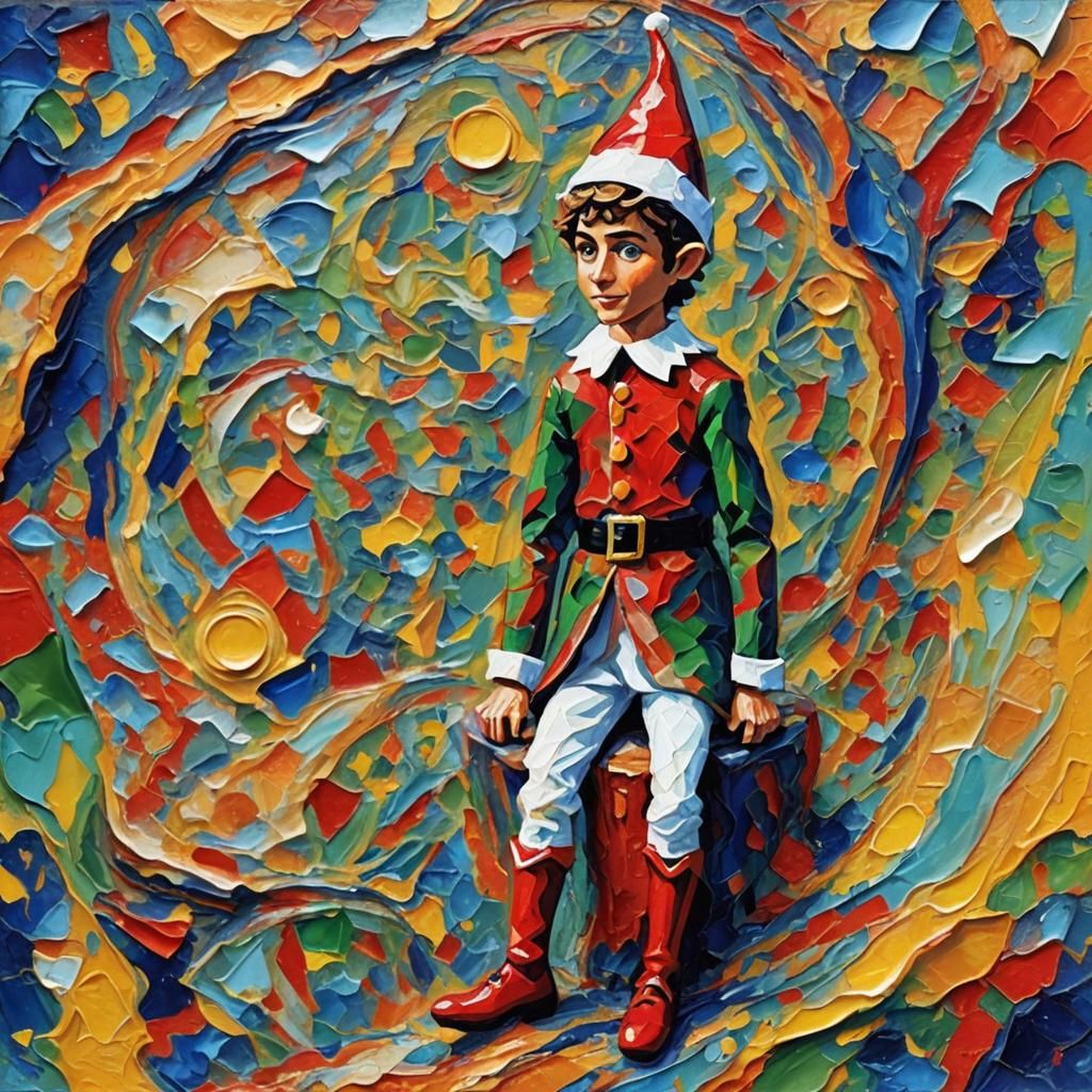 Elf on a Shelf on Venus: Impasto Oil Painting