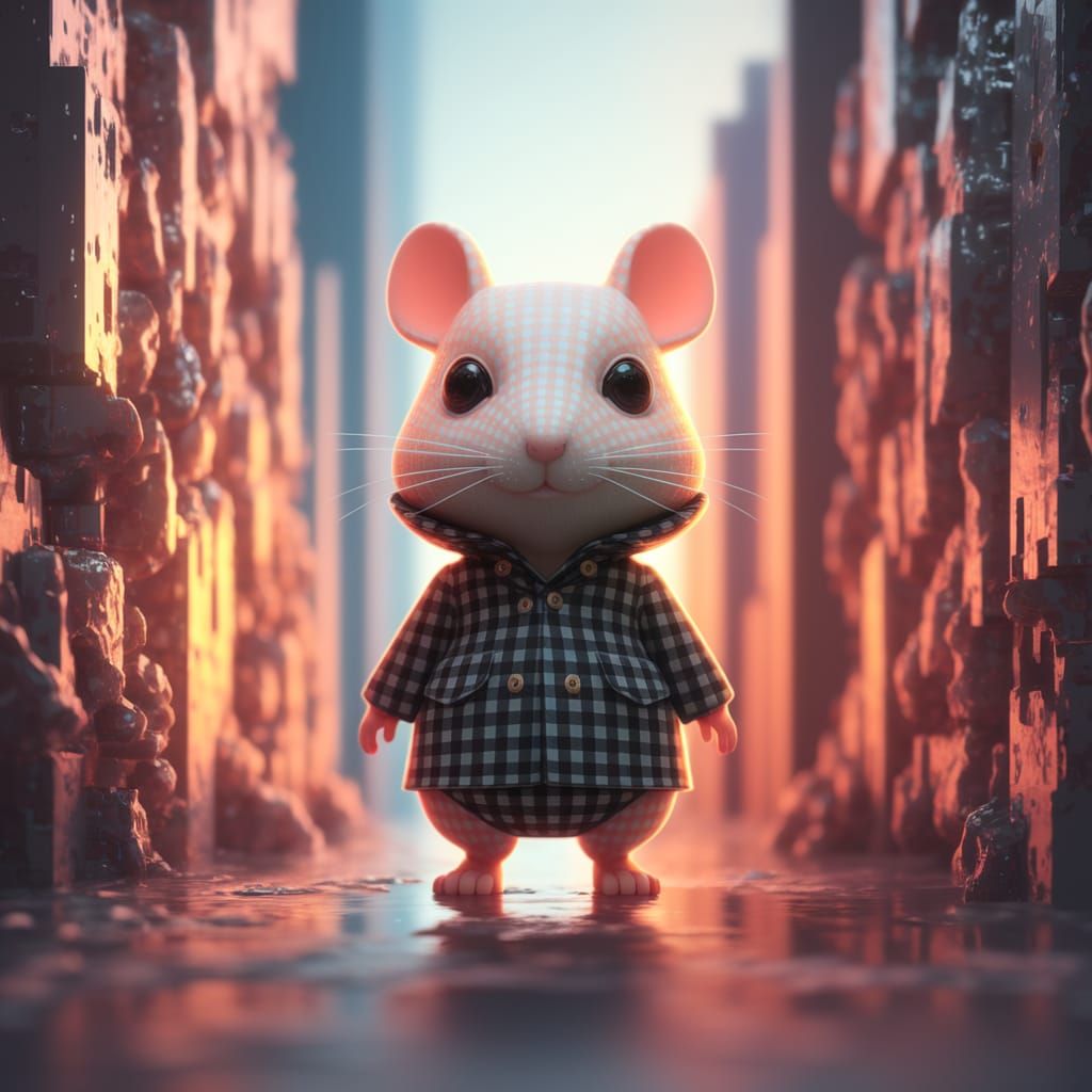 Chibi Hamster in Holographic Gingham Print Skin