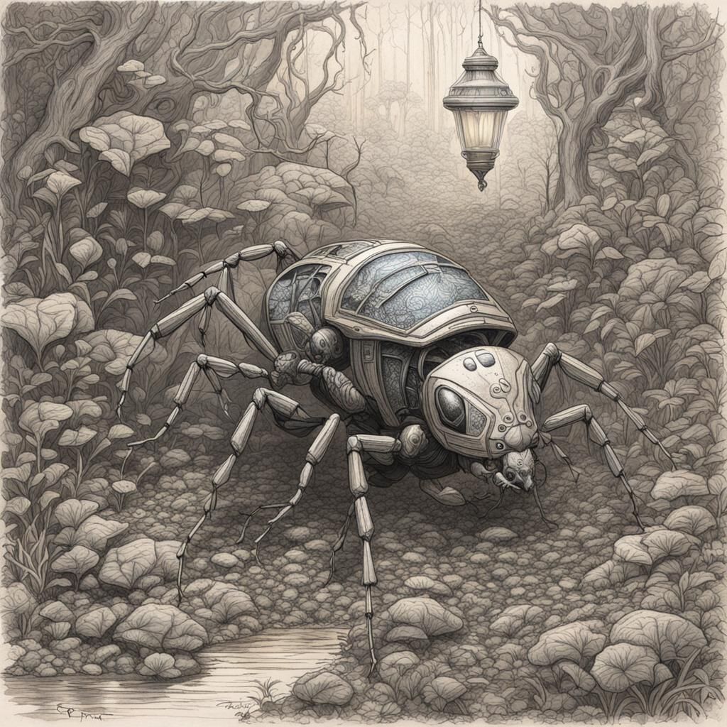 Filigree Ant Terrarium in Crayon Style