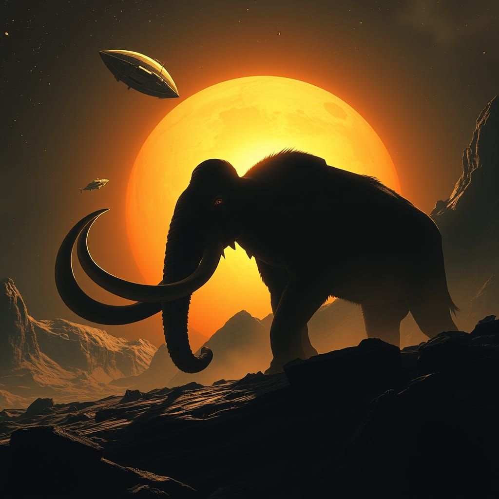 Spacecraft and Mammoth in Cinematic Light