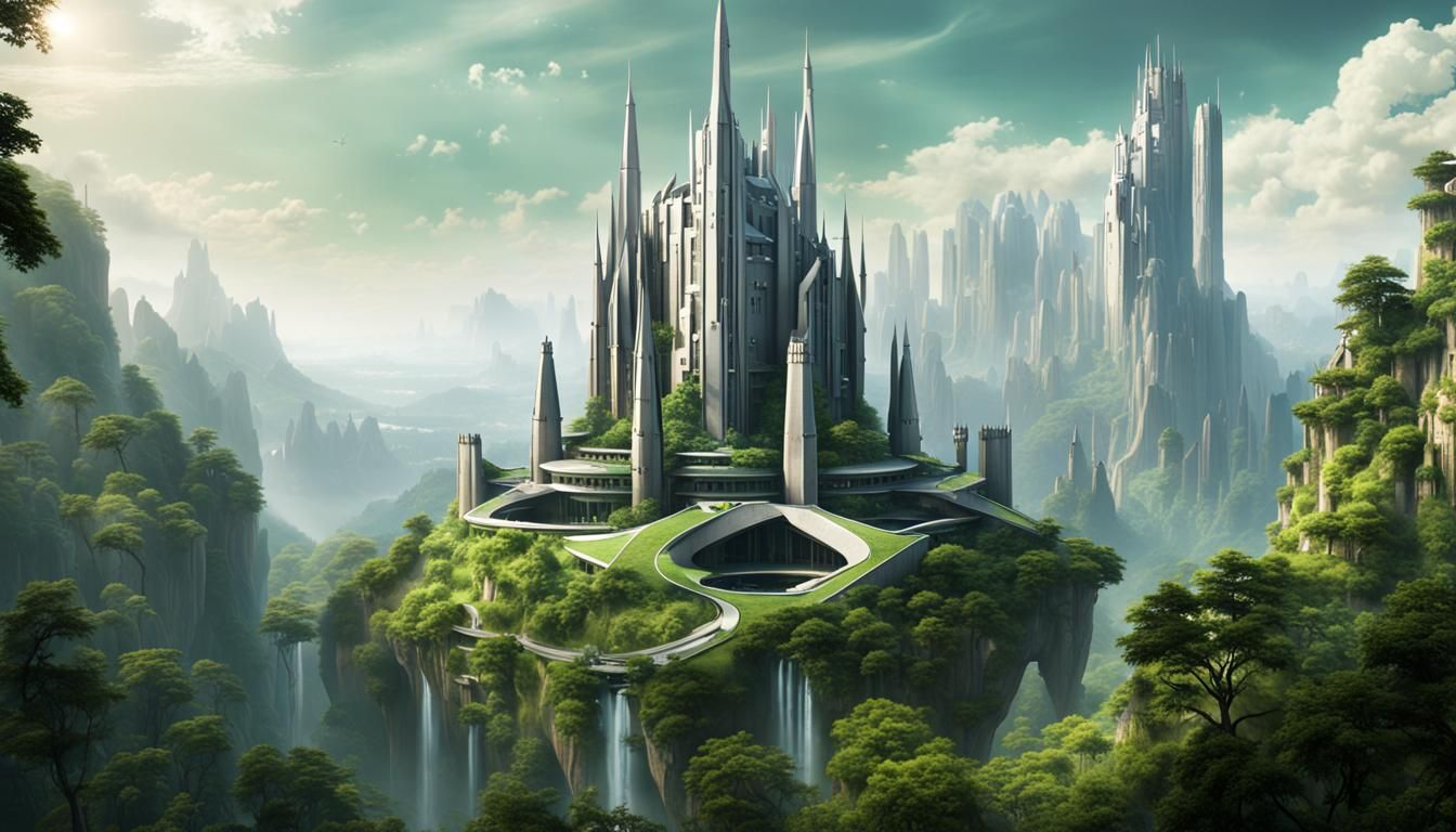 Futuristic Sci-Fi Castle on Verdant Planet