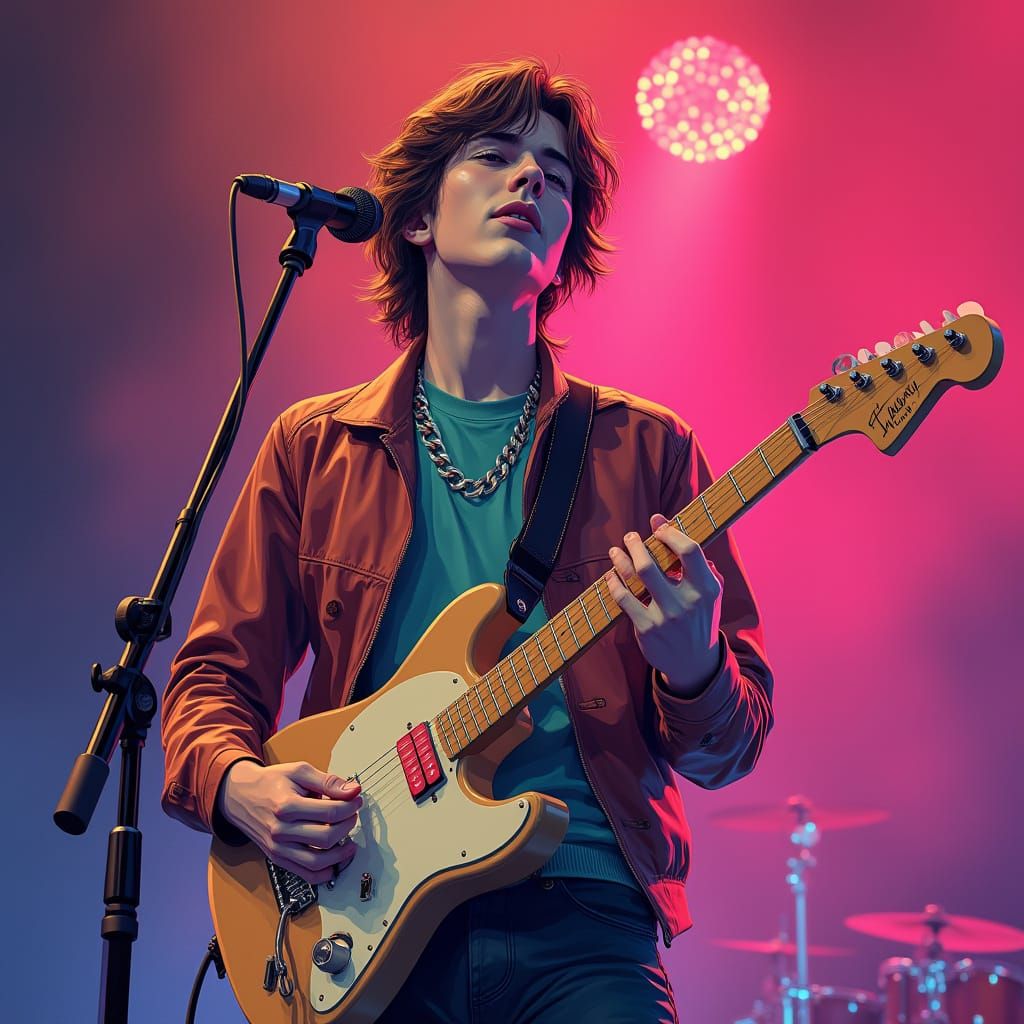 Young Musician Singing at Concert: James Jean Style