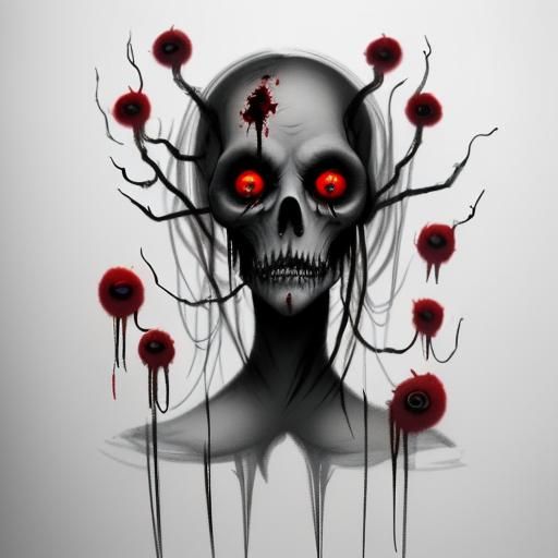 Ghostly Nightmare in Minimalist Charcoal Sketch Style