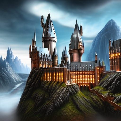 Detailed Matte Painting of Hogwarts Castle