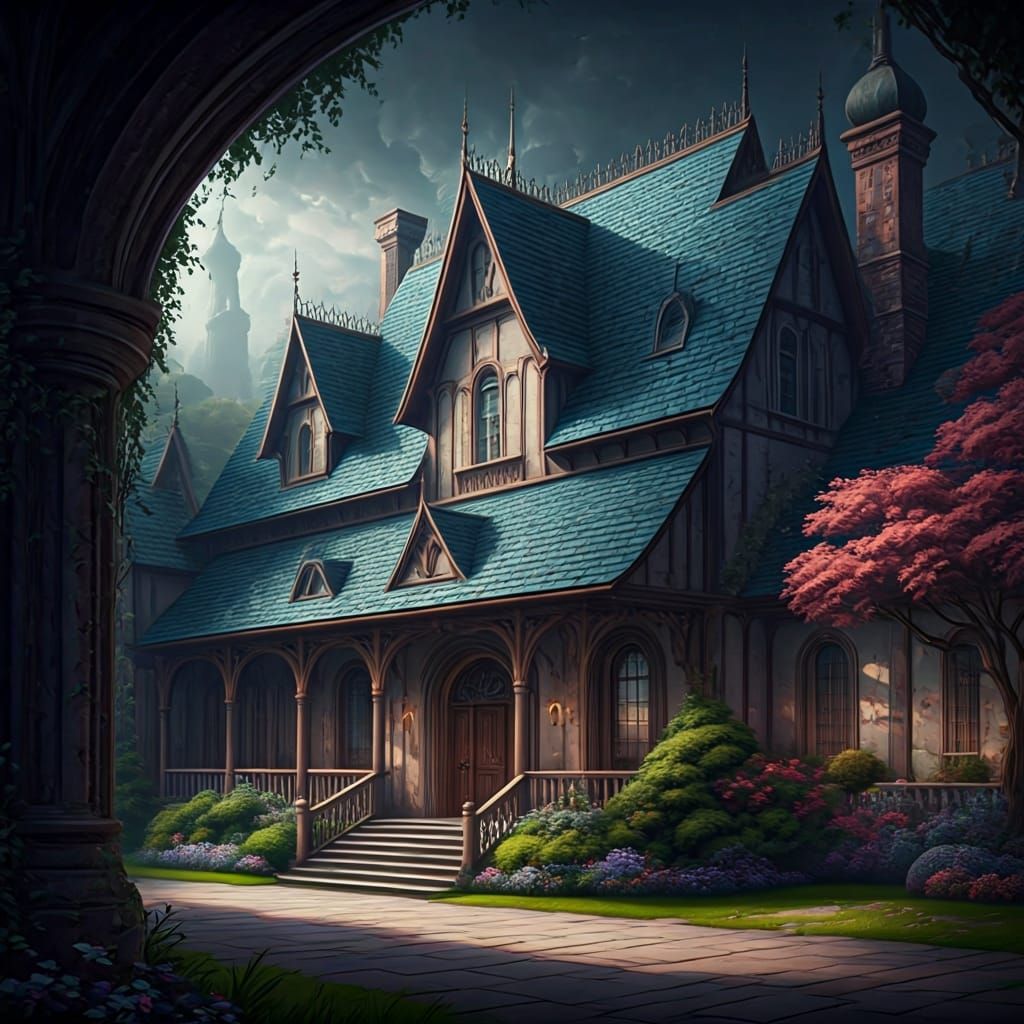 Fantasy Home Concept Art in Detailed Matte Painting
