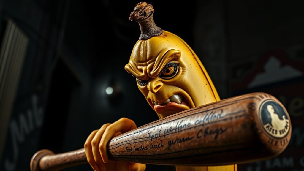 Ripe Banana Wields Vintage Baseball Bat