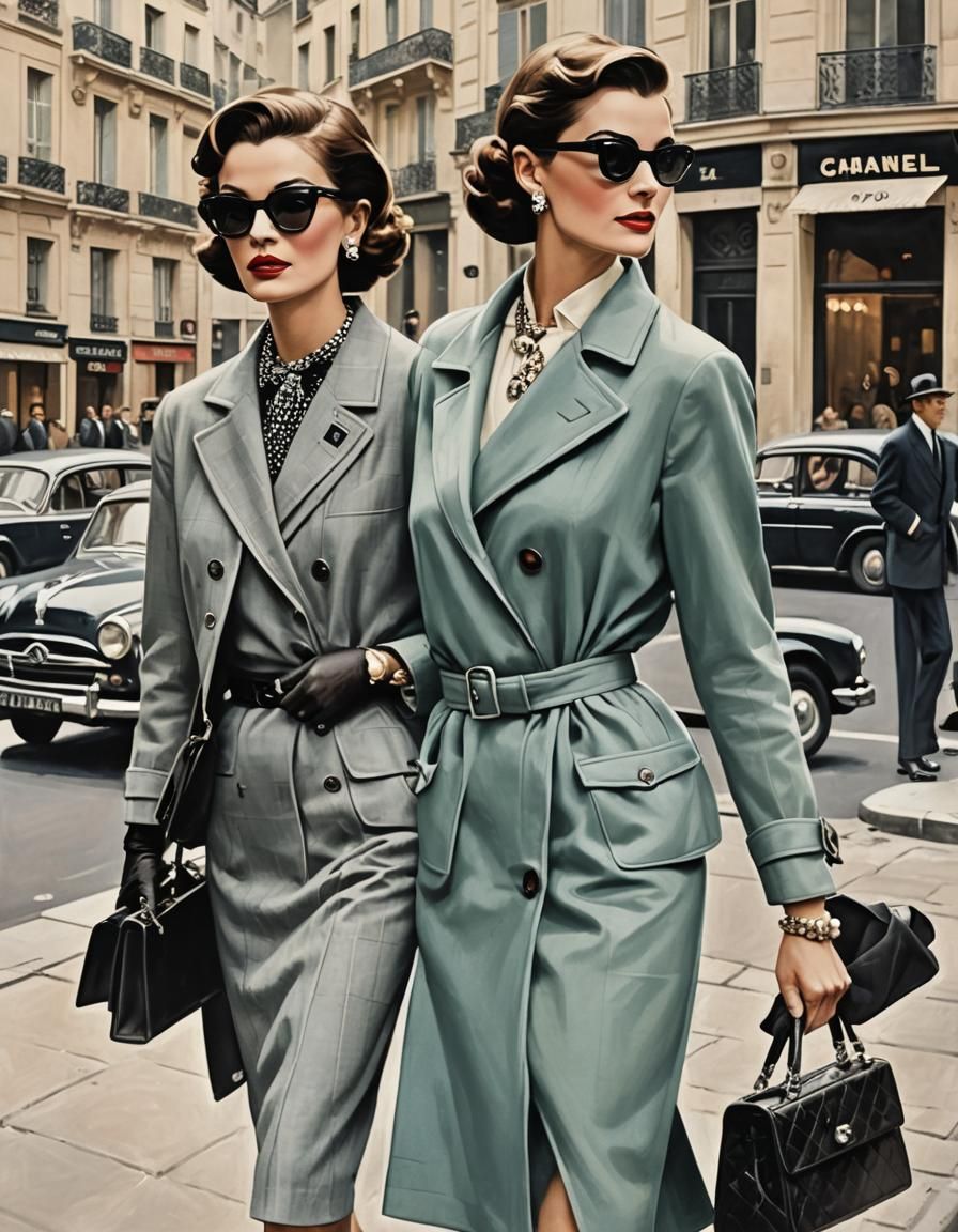 1950s French Chic Poster of Woman on Rue Cambon