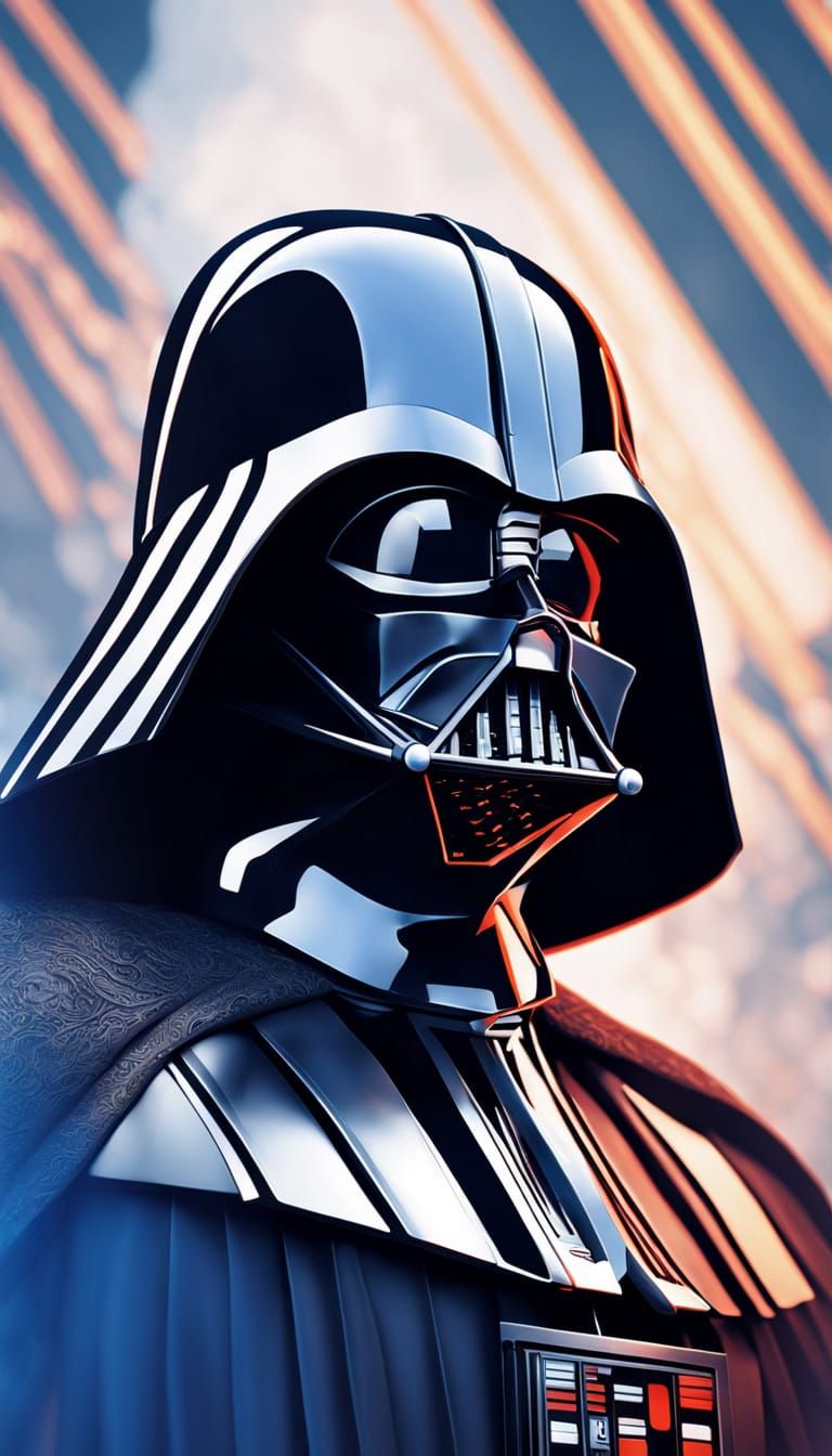 Artistic Side Profile of Darth Vader in Blue
