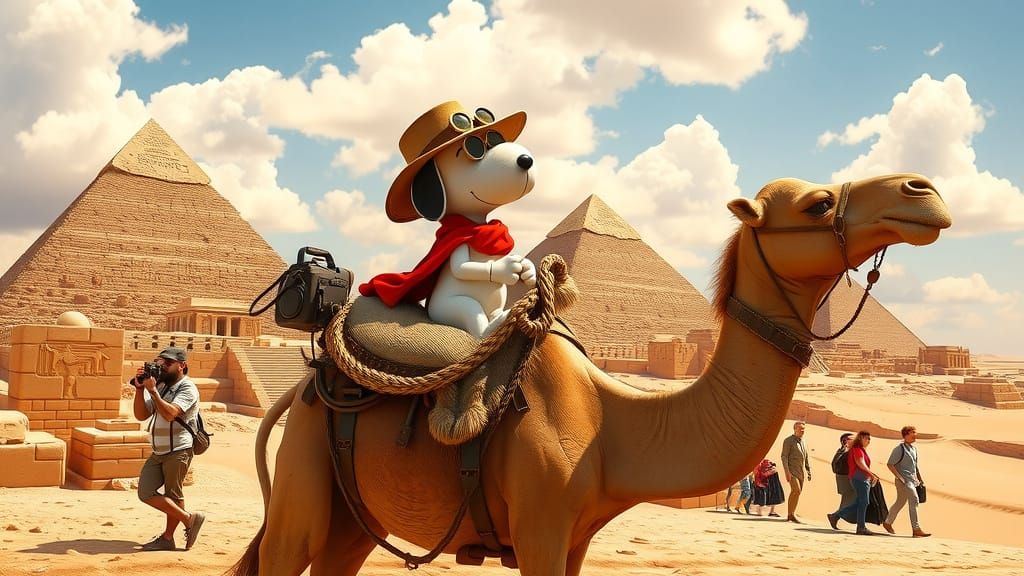 Snoopy Explores Ancient Egyptian Pyramids in Hyper-Realistic...