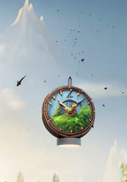 Majestic Stone Clock in Fantasy Forest