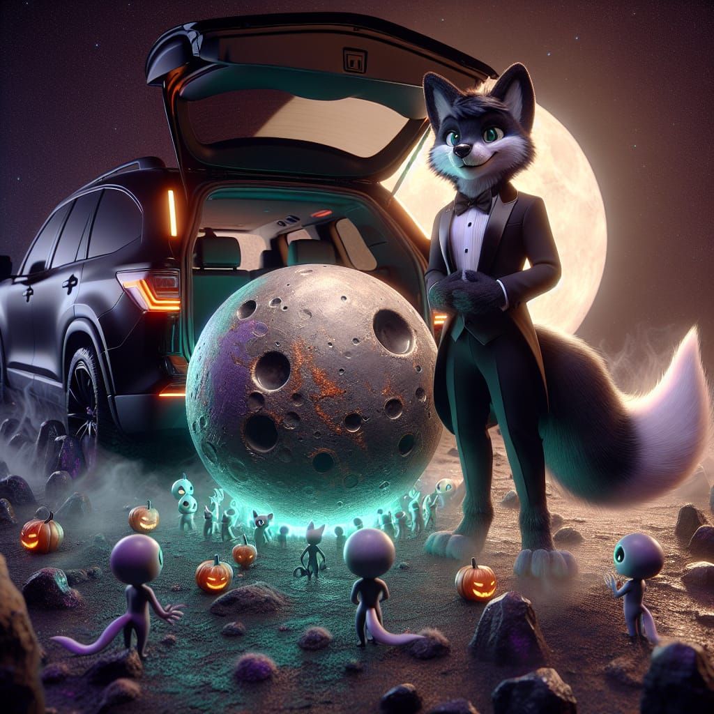 Anthropomorphic Fox in Tuxedo at Lunar Halloween Trunk Displ...