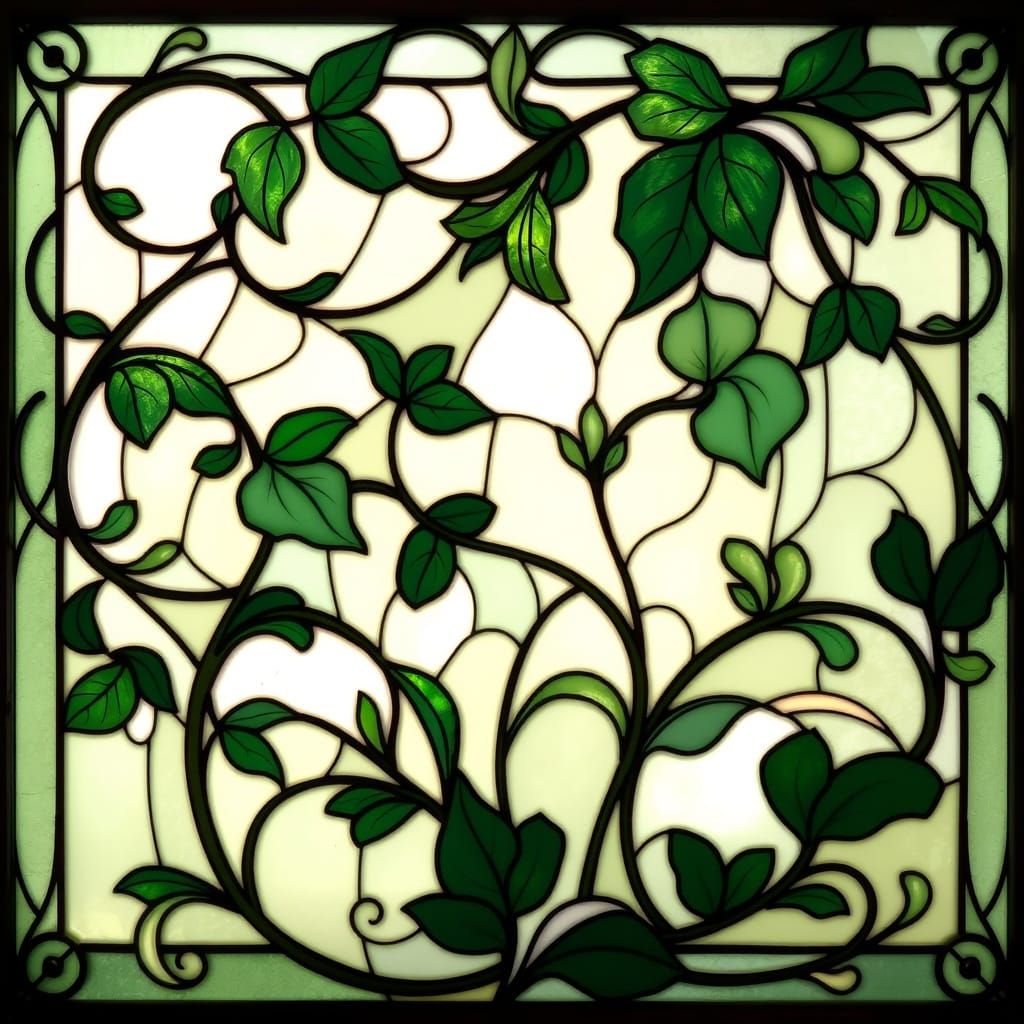 Art Nouveau Stained Glass with Botanical Motifs