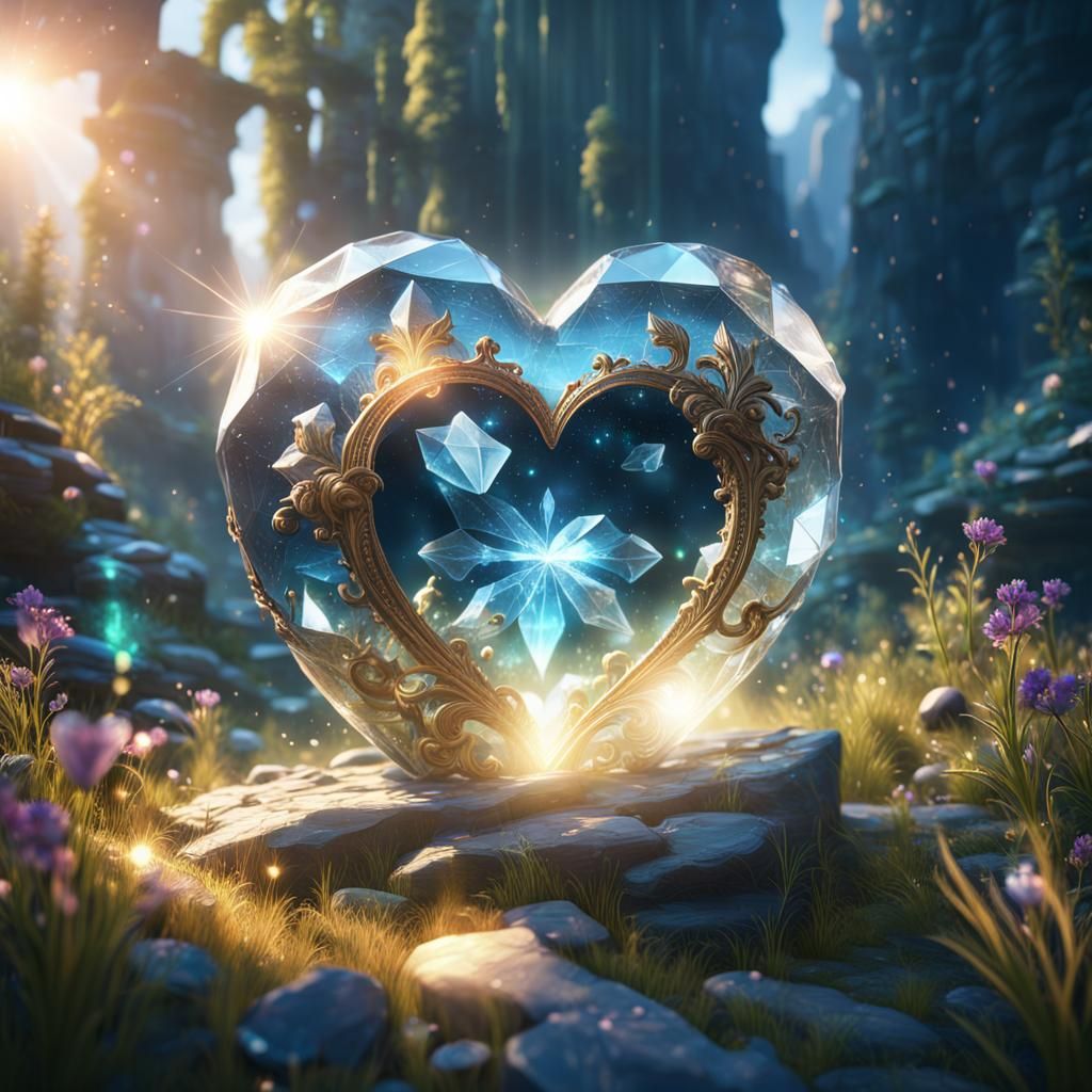 Crystal Heart Sparkles: Detailed Fantasy Concept Art
