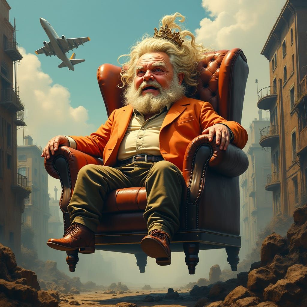 Floating Throne: Surreal Sci-Fi Steampunk Portrait