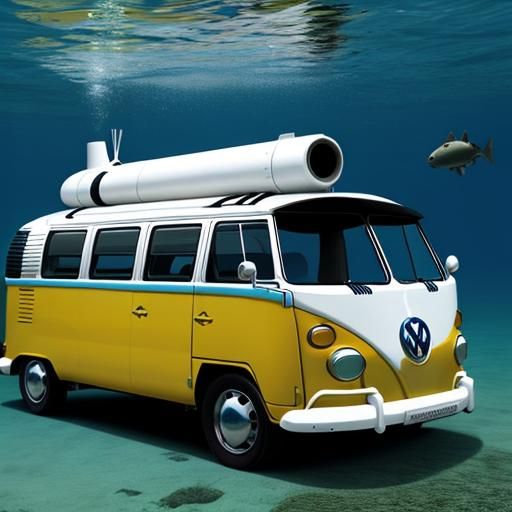 Submarine designed from a Volkswagen Bus underwater
