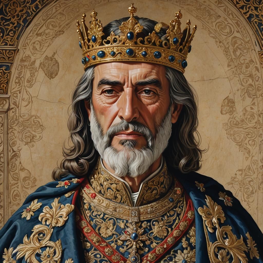 Asturian King Alfonso III: Royal Portrait in Earthy Tones